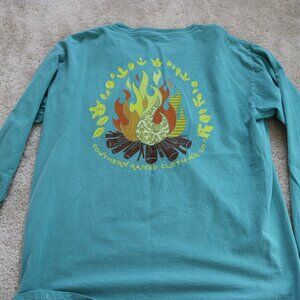 Comfort Colors Teal Long Sleeve Tee with Campfire Graphic